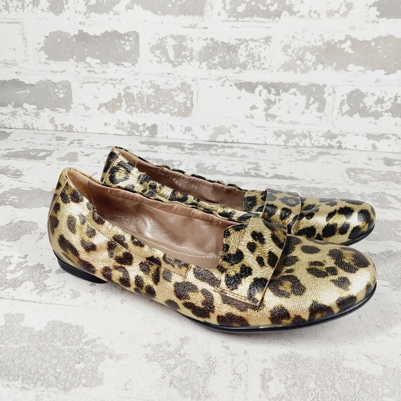 AGL Leopard Print Leather Round Toe Softness Comfort Loafers i1026 - Picture 5 of 10